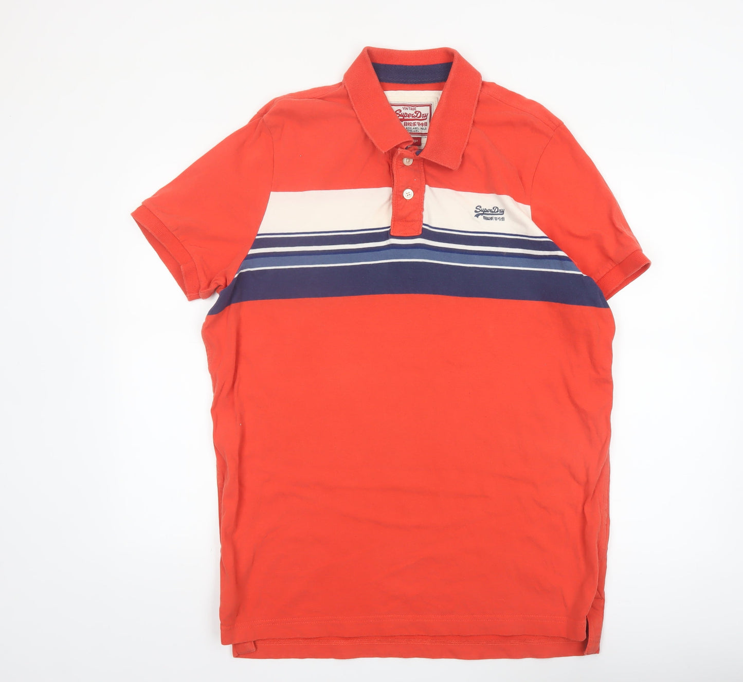 Superdry Mens Red XX Large Vintage Stripe Cotton Polo Shirt