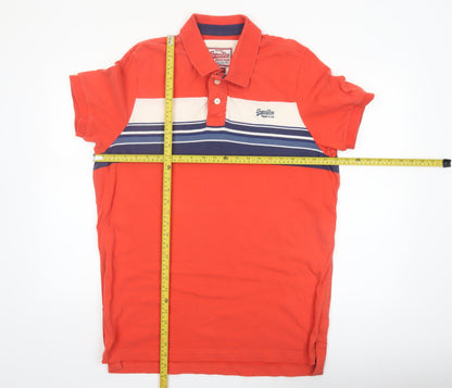 Superdry Mens Red XX Large Vintage Stripe Cotton Polo Shirt