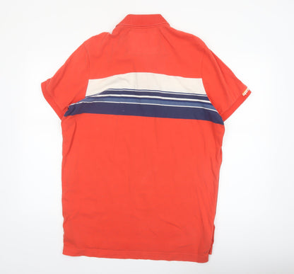 Superdry Mens Red XX Large Vintage Stripe Cotton Polo Shirt