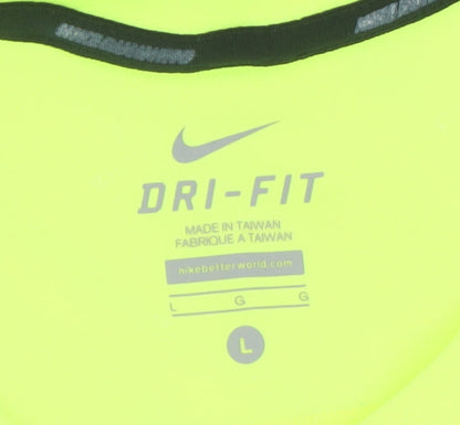 Nike Men's Yellow Dri-FIT Short Sleeve Running T-Shirt Size L