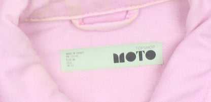 Topshop Moto Pink Cotton Cropped Denim Jacket Womens Size 10