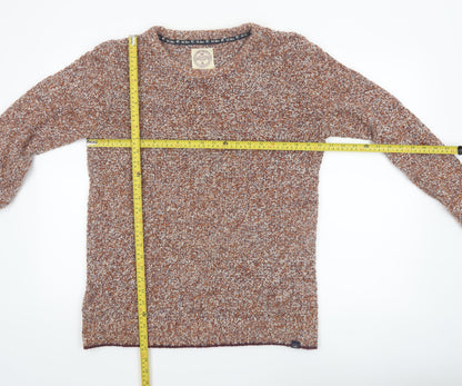 Fat Face Mens Brown Chunky Knit Cotton Wool Jumper Size S