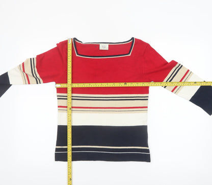 NEXT Women’s Multicoloured Striped Boat Neck Petite Jumper UK 10