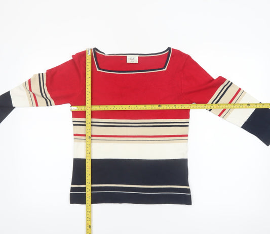 NEXT Women’s Multicoloured Striped Boat Neck Petite Jumper UK 10