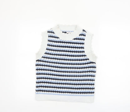 Tu Women’s Multicoloured Striped Knit Sleeveless Mock Neck Vest Size 10