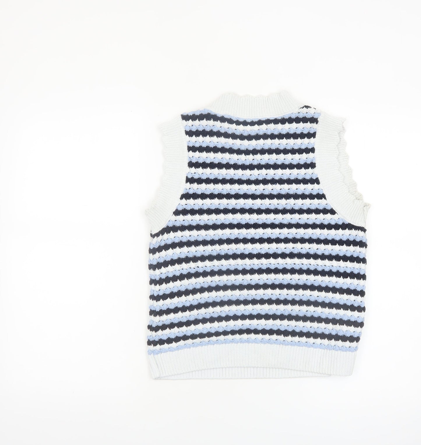 Tu Women’s Multicoloured Striped Knit Sleeveless Mock Neck Vest Size 10