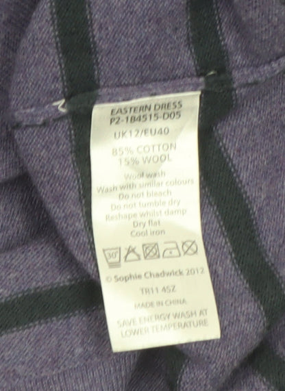 Seasalt Women’s Purple Striped Tunic Jumper Size 12 Cotton Wool Blend