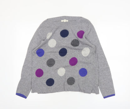 White Stuff Women’s Grey Polka Dot Merino Wool Jumper Size 12