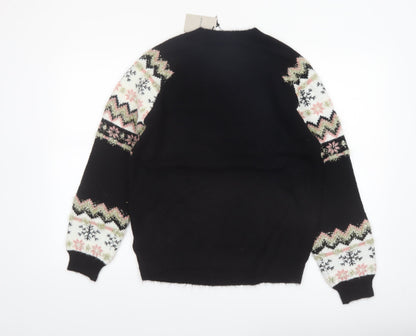 JD Williams Women’s Black Fair Isle Christmas Jumper Size 8/10