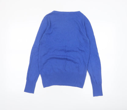 Louche Women’s Blue Dog Knit Jumper Size 10 Cotton Pullover