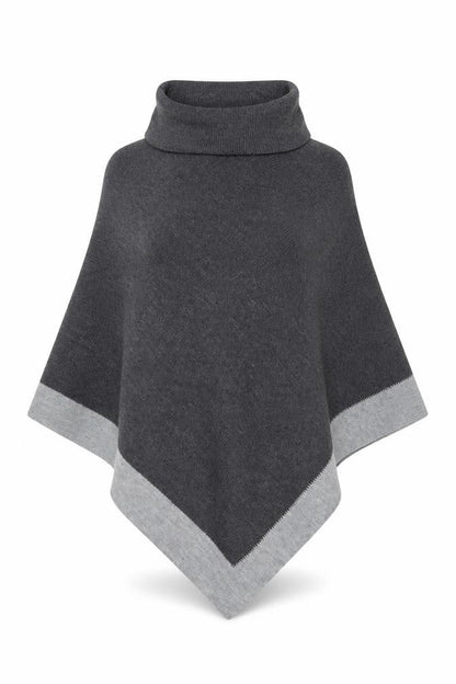 Principles Women Grey Roll Neck Knit Cape Jumper One Size