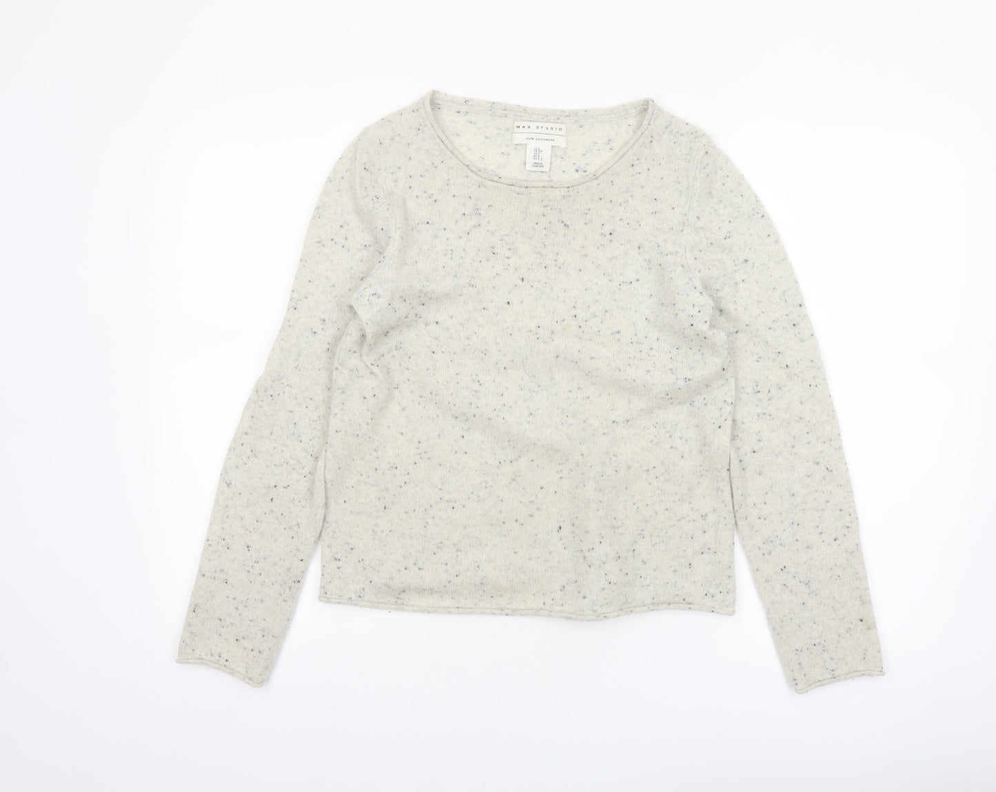 Max Studio Women's Ivory 100% Cashmere Long Sleeve Pullover Jumper Size S