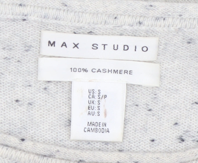 Max Studio Women's Ivory 100% Cashmere Long Sleeve Pullover Jumper Size S