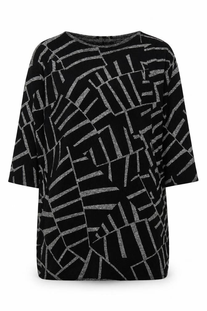 Phase Eight Women’s Black Geometric Knit Tunic Jumper UK 12