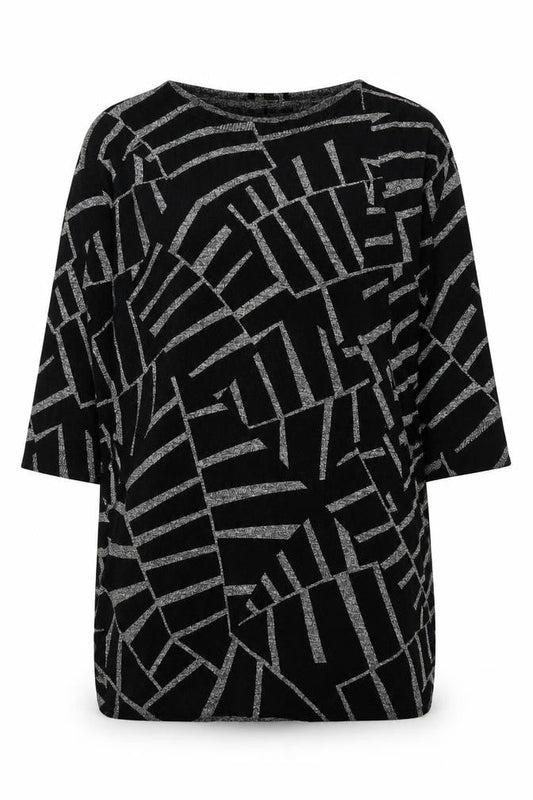 Phase Eight Women’s Black Geometric Knit Tunic Jumper UK 12
