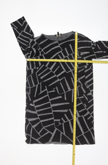 Phase Eight Women’s Black Geometric Knit Tunic Jumper UK 12