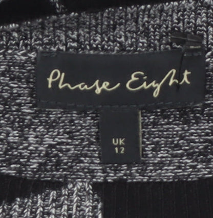 Phase Eight Women’s Black Geometric Knit Tunic Jumper UK 12