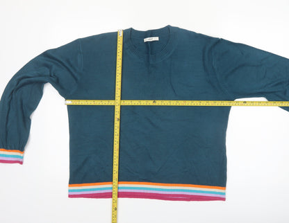 Next Men's Blue Crew Neck Acrylic Jumper M with Colour Trim