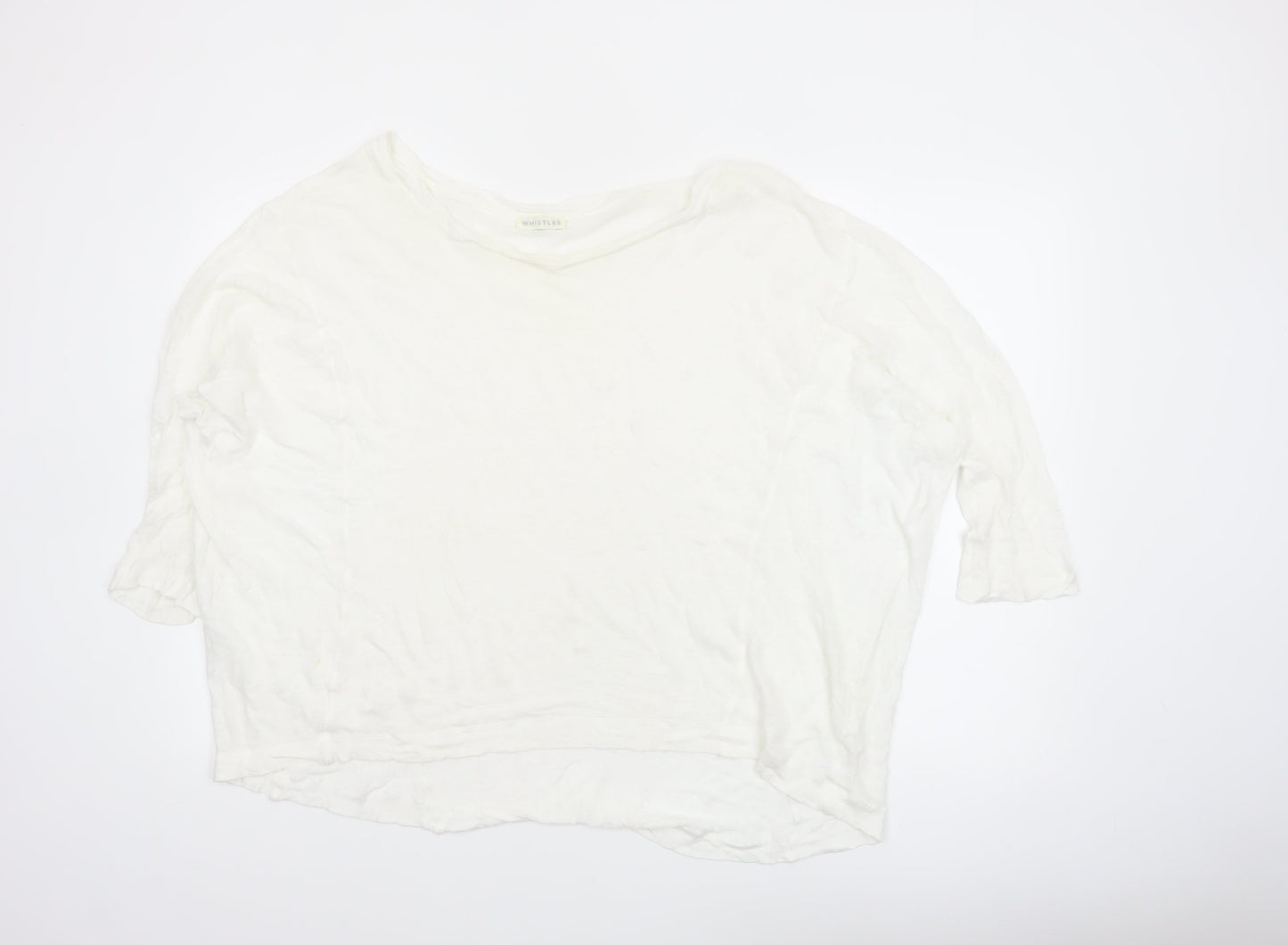 Whistles Women White Cotton 3/4 Sleeve Pullover Jumper UK 10