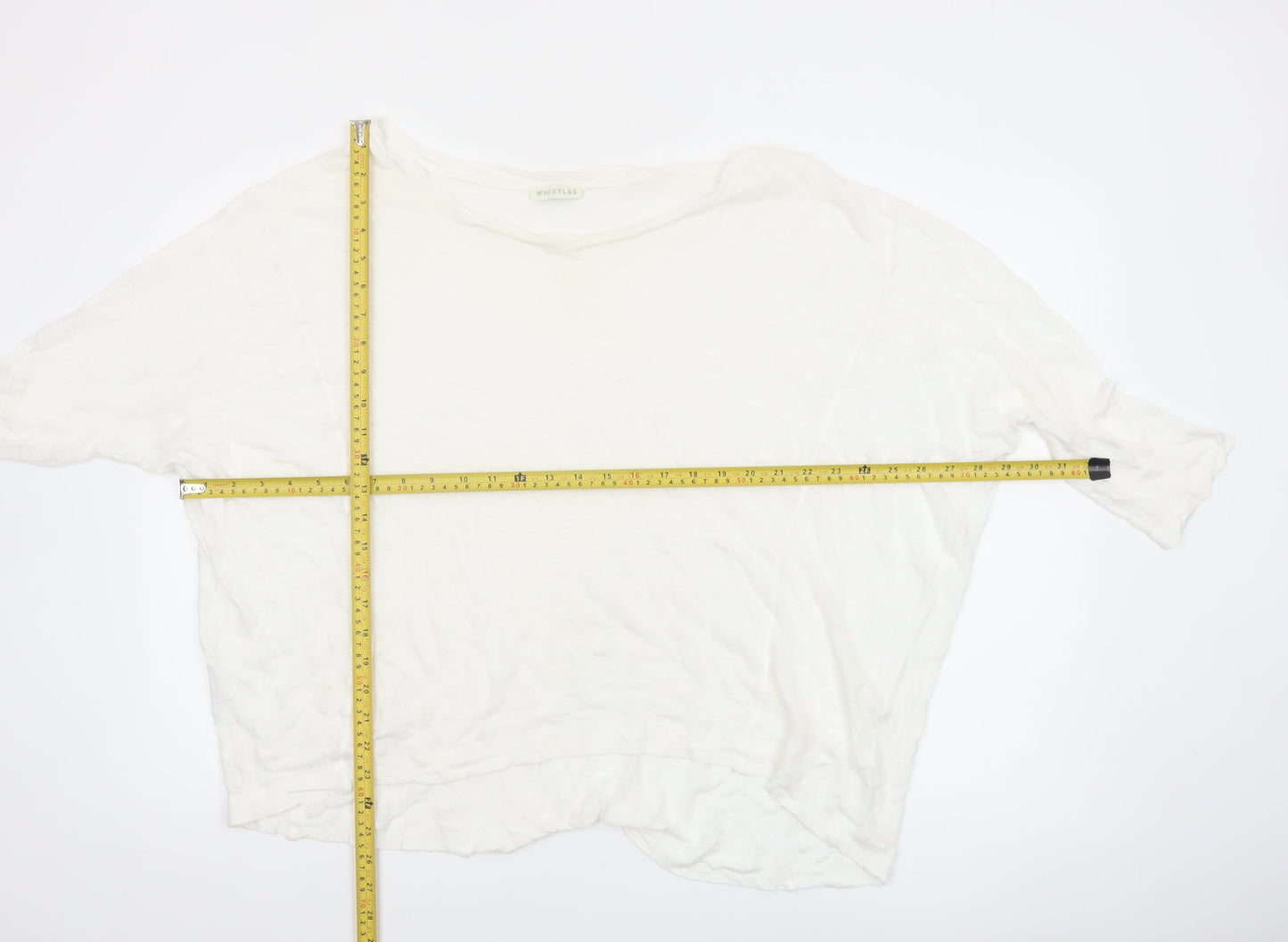 Whistles Women White Cotton 3/4 Sleeve Pullover Jumper UK 10