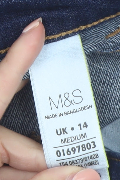 Marks and Spencer Women Blue Bootcut Jeans Size 14 Regular Fit