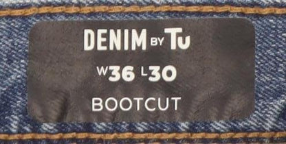 Denim By Tu Men's Blue Bootcut Jeans W36 L30 Classic Fit