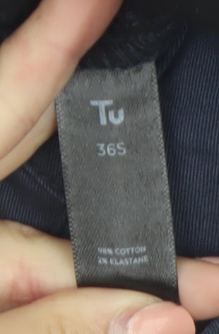 Tu Men's Navy Cargo Trousers Size 36S Cotton Blend Casual Workwear