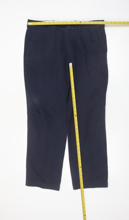 Marks and Spencer Men's Blue Chino Trousers 36W 29L Regular Fit