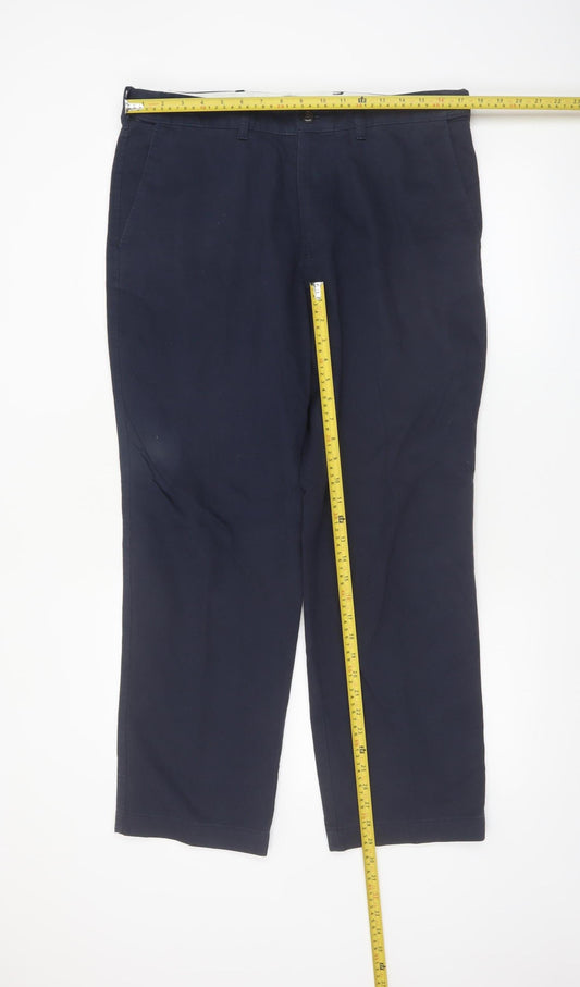 Marks and Spencer Men's Blue Chino Trousers 36W 29L Regular Fit