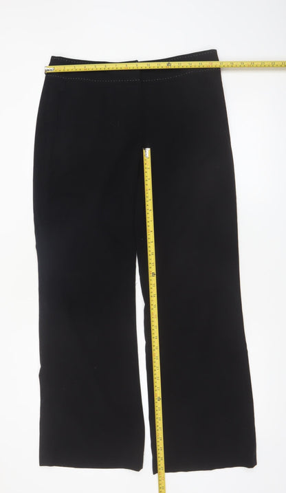 Next Women Black Wide-Leg Trousers Size 12R Polyester Viscose Blend