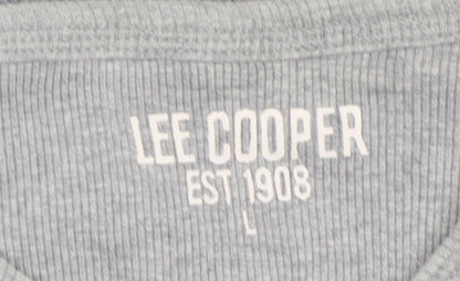 Lee Cooper Women’s Grey V-Neck Cotton Blend Short Sleeve T-Shirt L