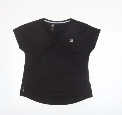 Dare 2B Womens Black Size 14 V-Neck Short Sleeve Active T-Shirt