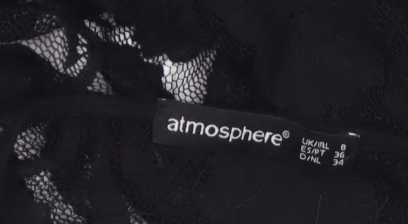 Atmosphere Women’s Black Lace Kimono Blouse Size 8 Long Sleeve
