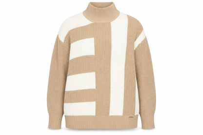 U.S. Polo Assn. Women's Beige 2XL Chunky Knit Roll Neck Cotton Jumper