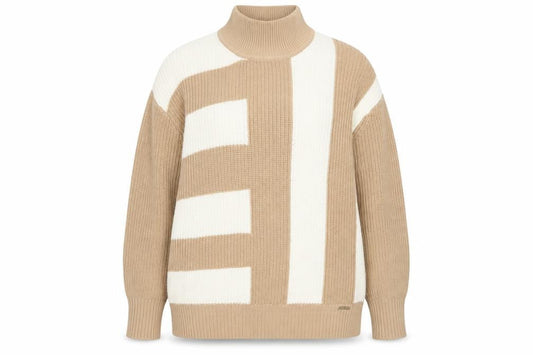 U.S. Polo Assn. Women's Beige 2XL Chunky Knit Roll Neck Cotton Jumper