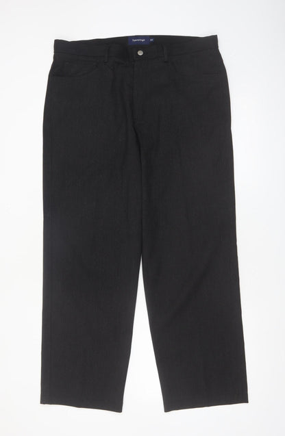 Taylor & Wright Mens Black 36R Straight Formal Trousers