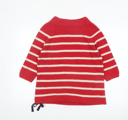 Marks and Spencer Per Una Red Striped Boat Neck Cotton Jumper Women’s Size 10