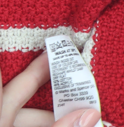 Marks and Spencer Per Una Red Striped Boat Neck Cotton Jumper Women’s Size 10