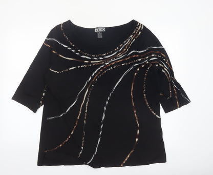 The Collective Works of Becher Womens Black XL Abstract 3/4 Sleeve Blouse