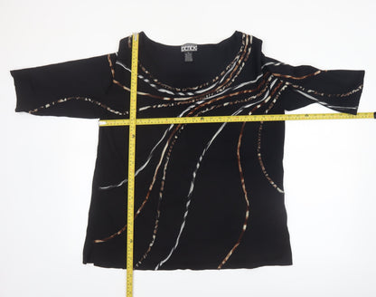 The Collective Works of Becher Womens Black XL Abstract 3/4 Sleeve Blouse