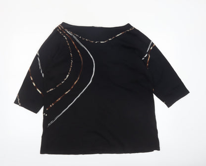 The Collective Works of Becher Womens Black XL Abstract 3/4 Sleeve Blouse