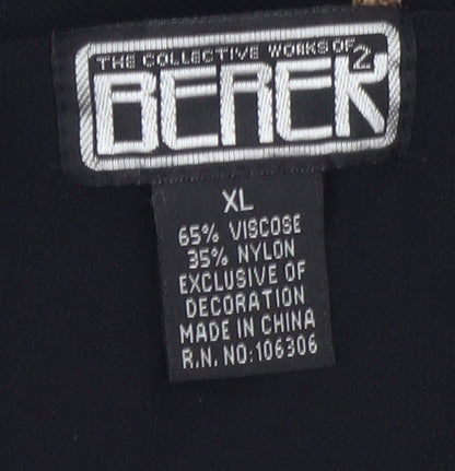 The Collective Works of Becher Womens Black XL Abstract 3/4 Sleeve Blouse