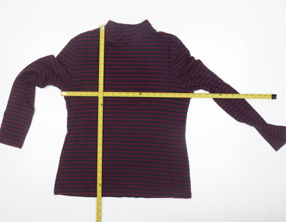 FatFace Women's Navy & Burgundy Striped Long Sleeve Roll Neck Top Size 20