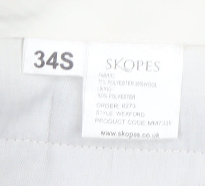 Skopes Men's Brown 34S Classic Fit Wool Blend Dress Trousers