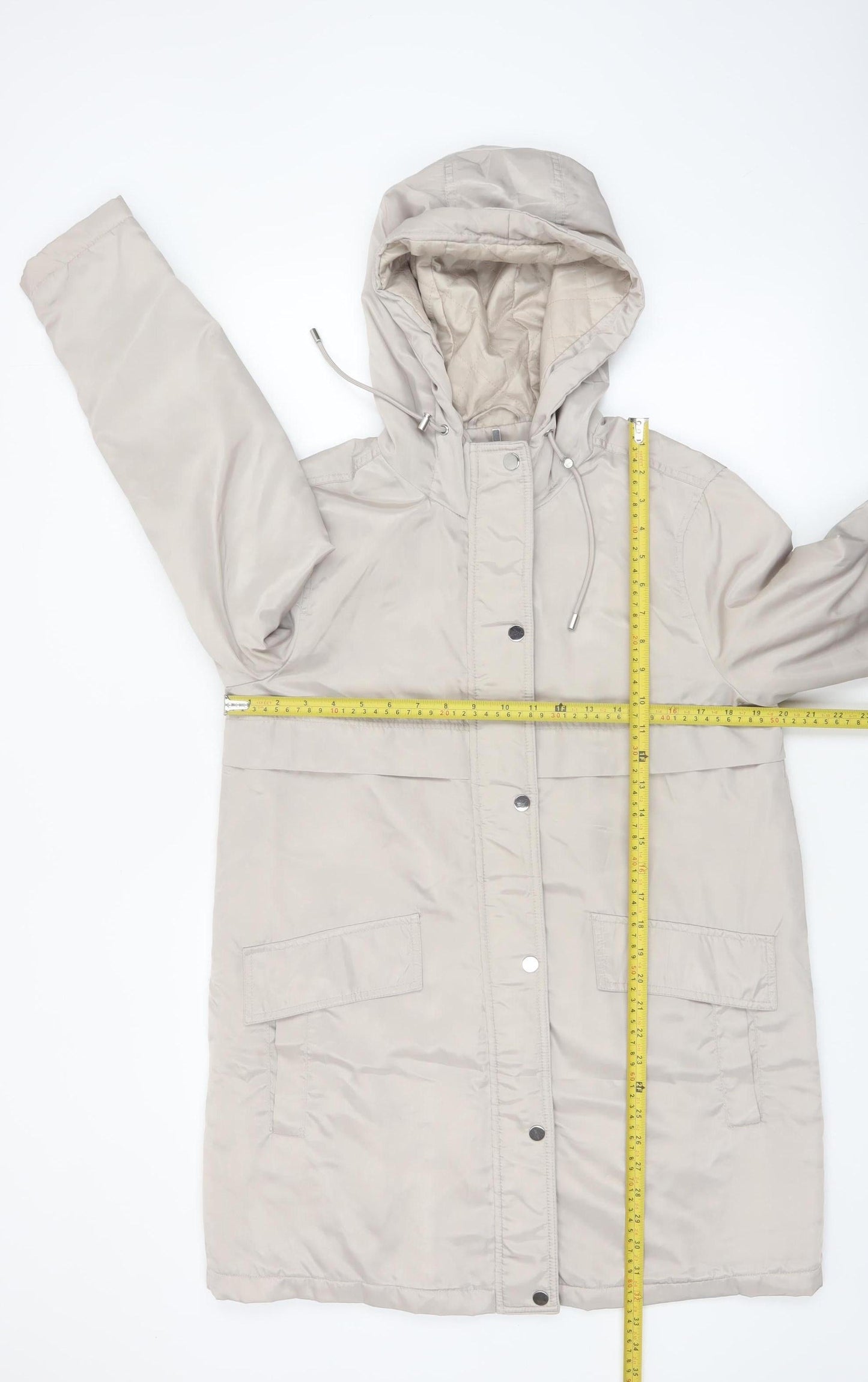 New Look Women’s Beige Hooded Long Parka Coat Size 10
