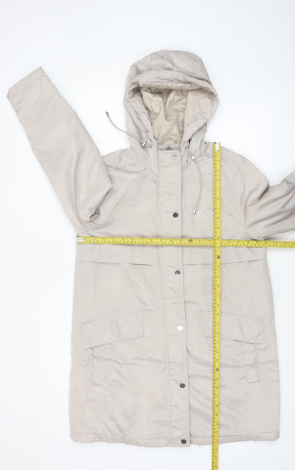 New Look Women’s Beige Hooded Long Parka Coat Size 10