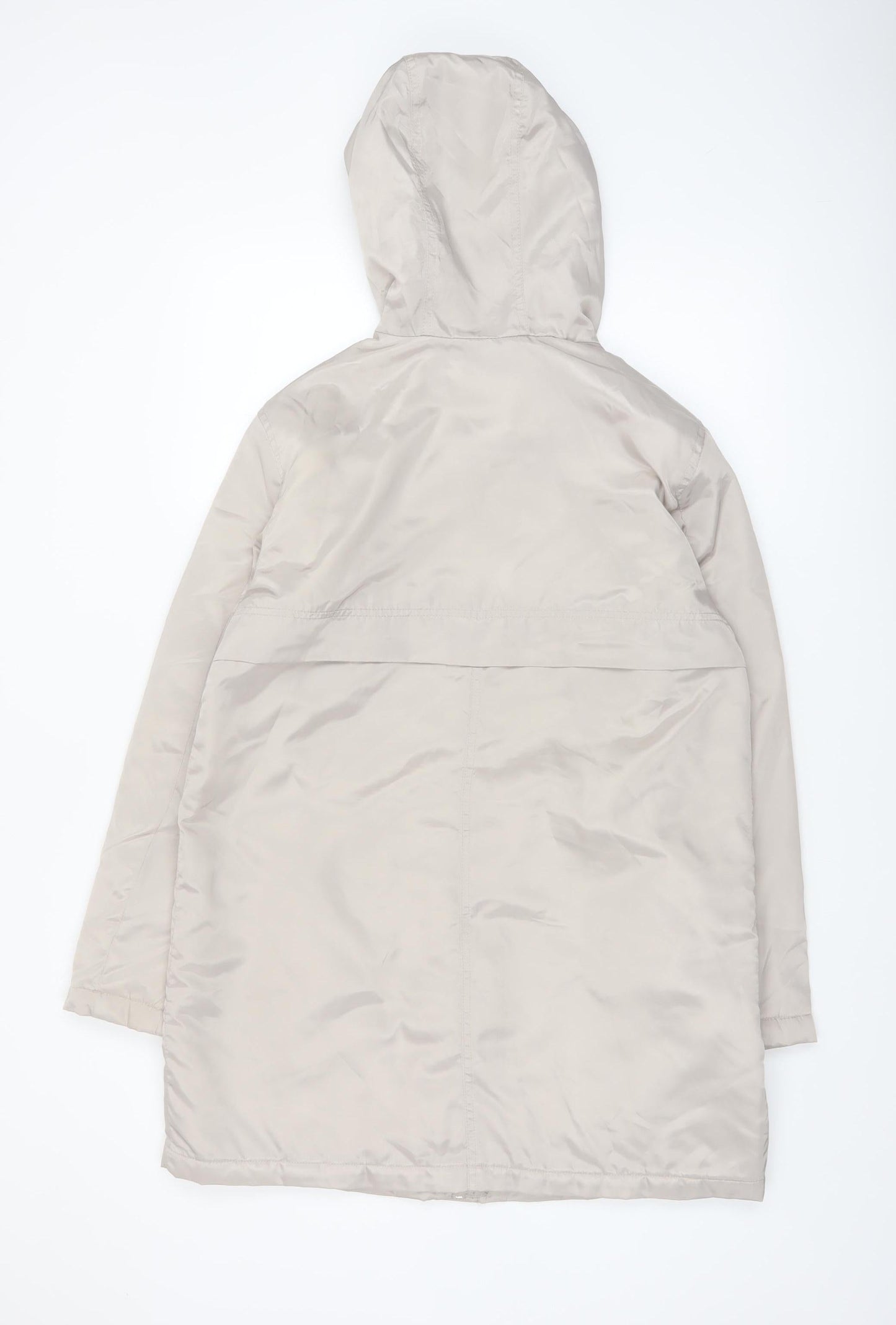 New Look Women’s Beige Hooded Long Parka Coat Size 10