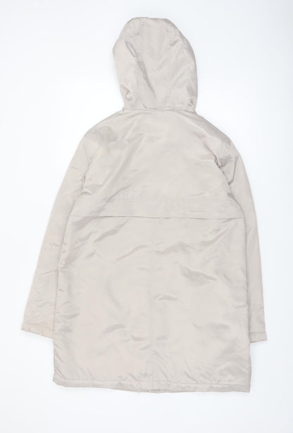 New Look Women’s Beige Hooded Long Parka Coat Size 10