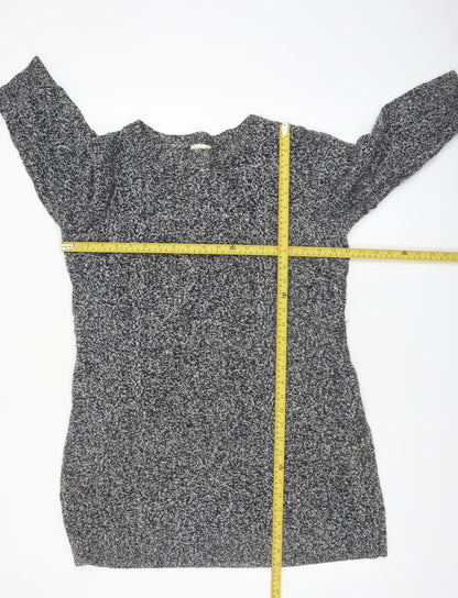 Monsoon Women Grey Knit Tunic Jumper M Boat Neck 3/4 Sleeve
