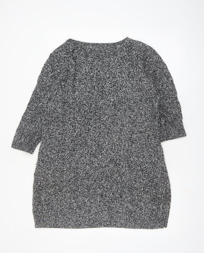 Monsoon Women Grey Knit Tunic Jumper M Boat Neck 3/4 Sleeve